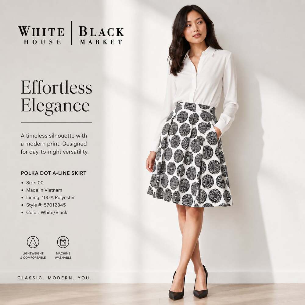 White House Black Market Polka Dot A-Line Skirt